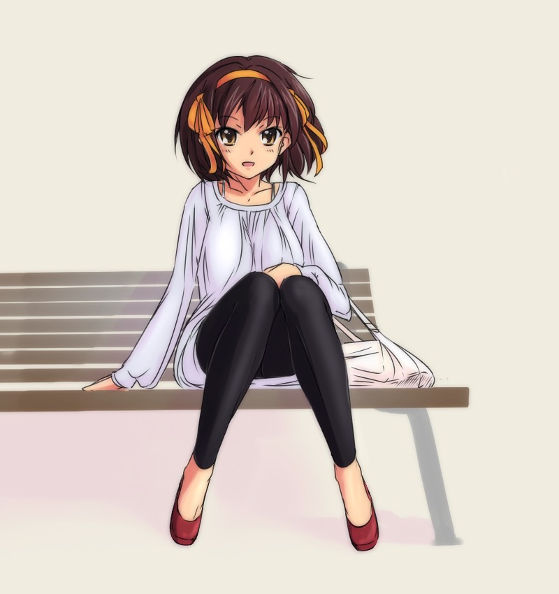 аниме девушка на скамейке ~ suzumiya haruhi