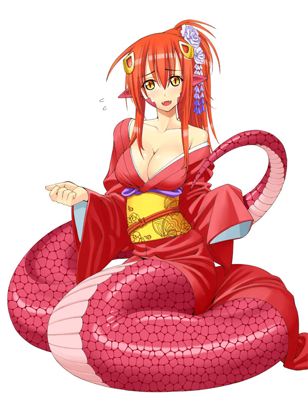 девушка змея miia в традиционной японской одежде из аниме monster musume no iru nichijou