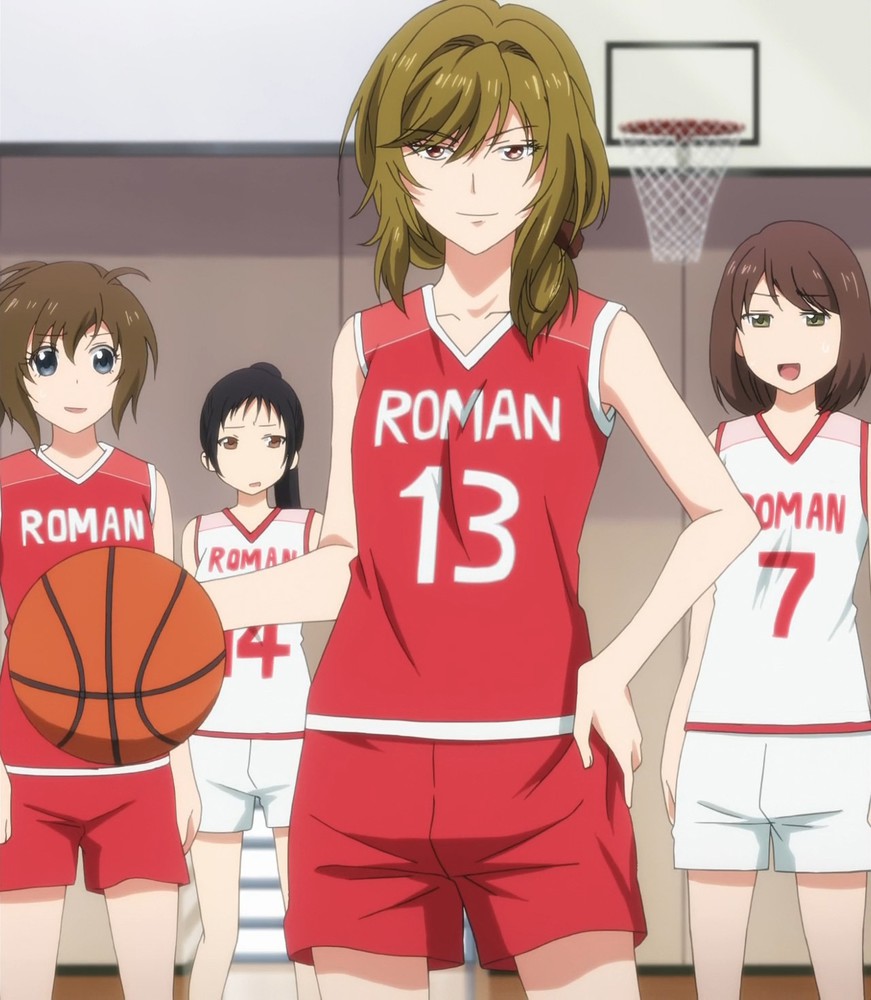девушка seo yuzuki  с баскетбольным мячом из аниме Ежемесячное седзе Нодзаки-куна