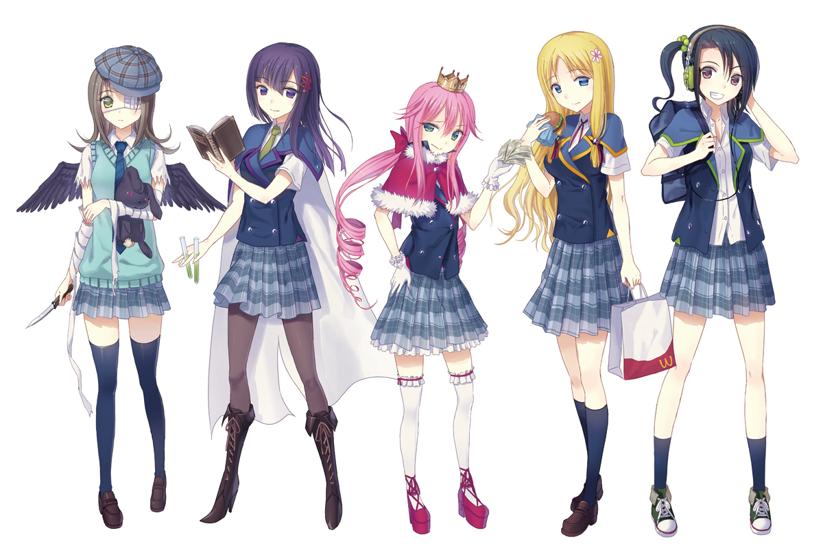 пять аниме девушек в школьной форме