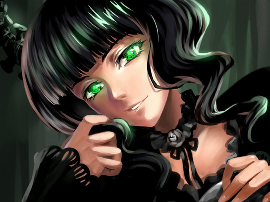 аниме девушка с зелёными глазами ~ black rock shooter