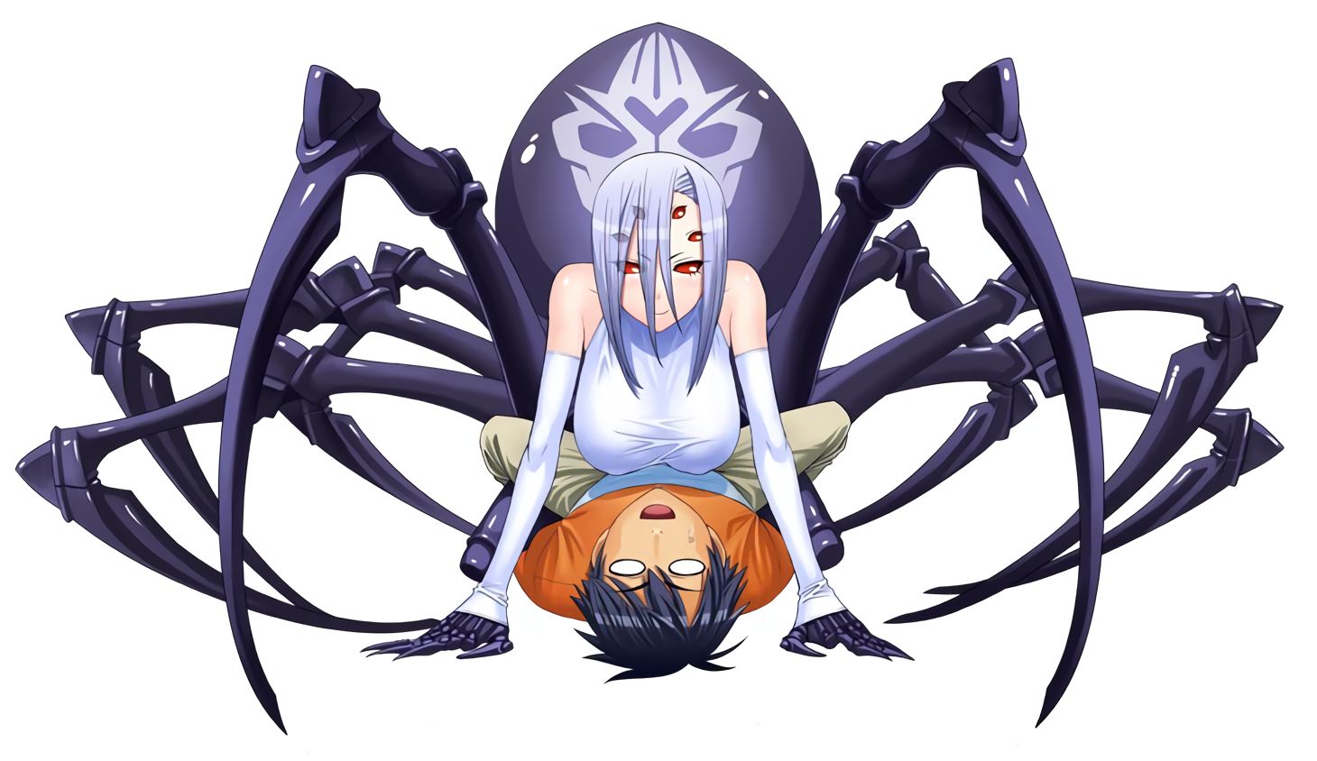 девушка паук придавила мальчика из аниме monster musume no iru nichijou