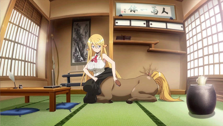девушка конь расчёсывает себя centaurea shianus из аниме monster musume no iru nichijou