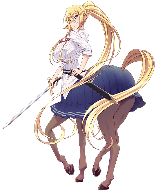 девушка конь с мечем centaurea shianus из аниме monster musume no iru nichijou
