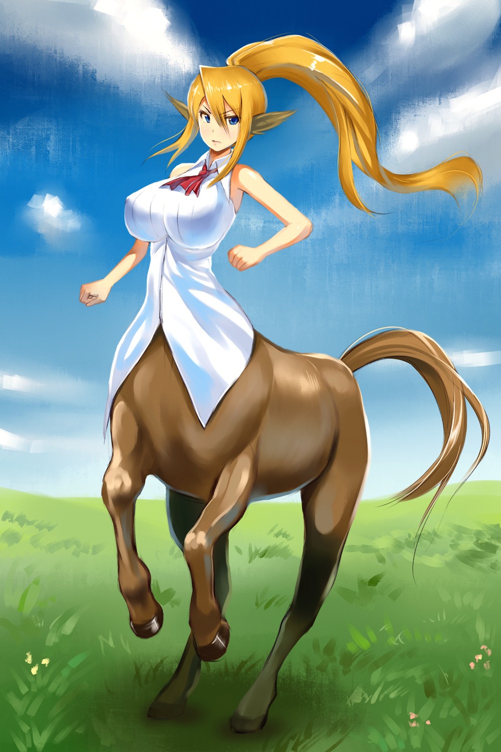 девушка конь в поле изображение с картины monster musume no iru nichijou