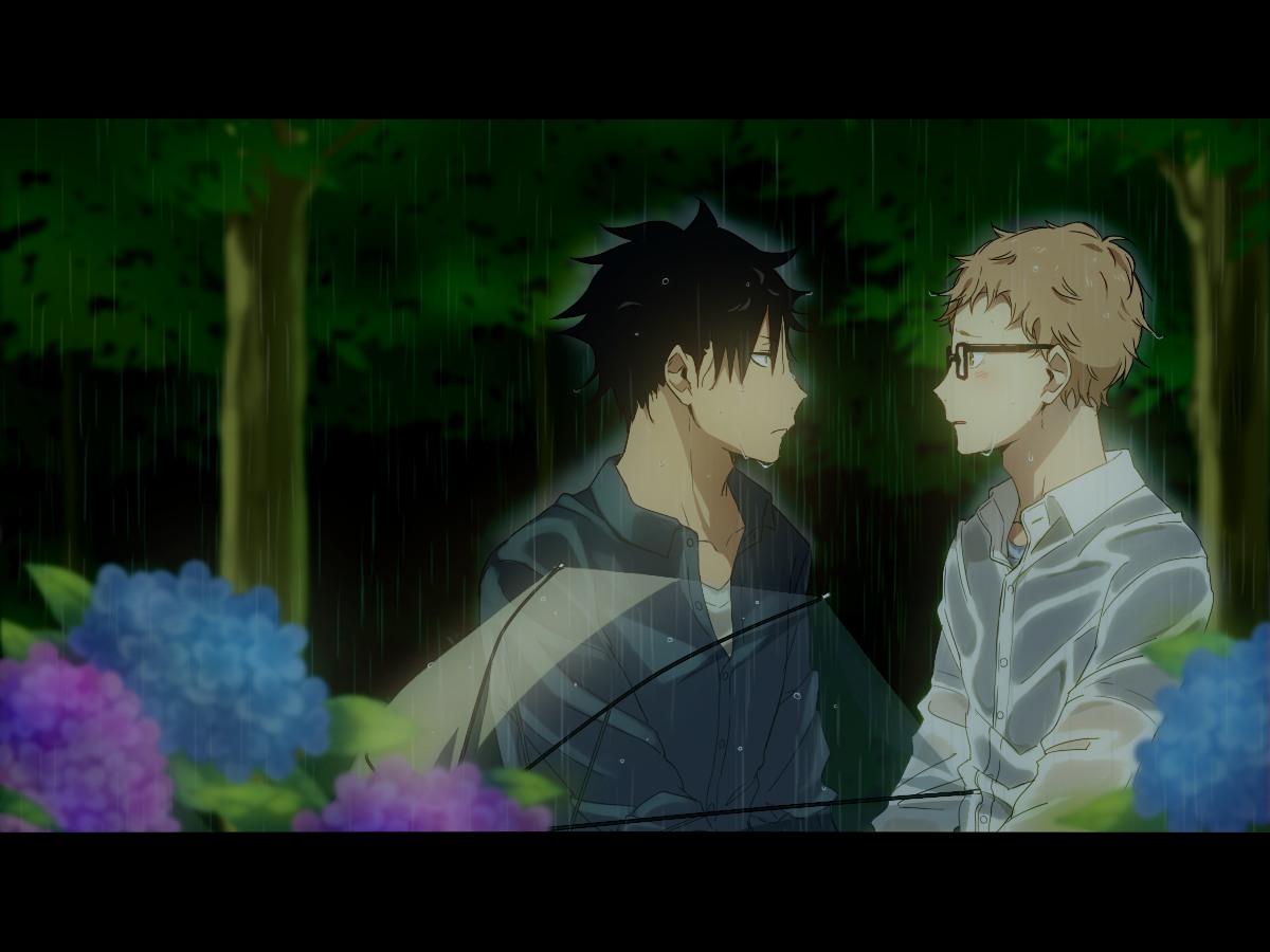 два парня под дождём из аниме haikyuu!!