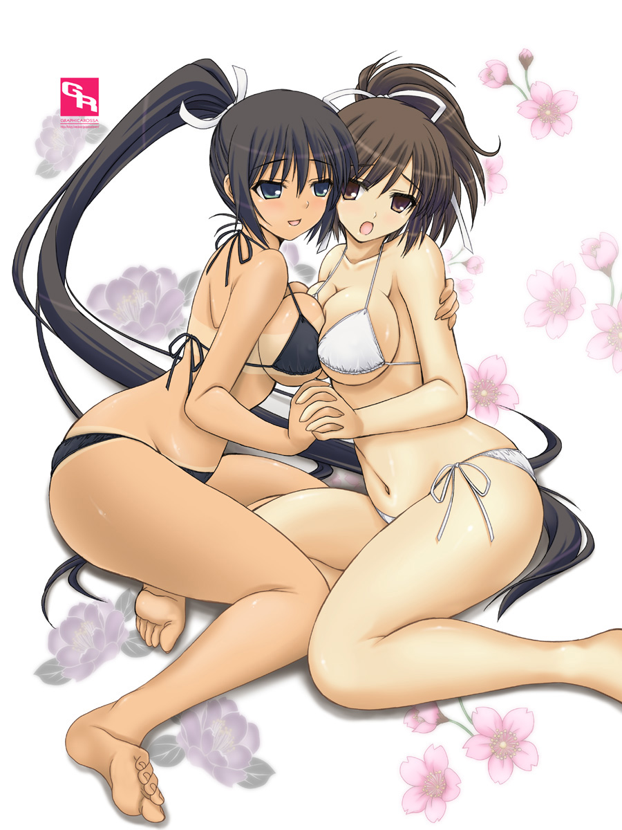 две девушки в бикини asuka (senran kagura) homura (senran kagura)