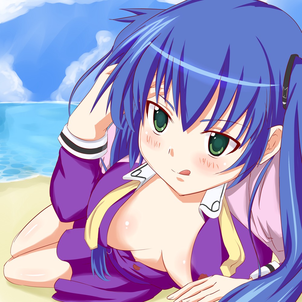 девушка на пляже kuroki kurumi из аниме r-15