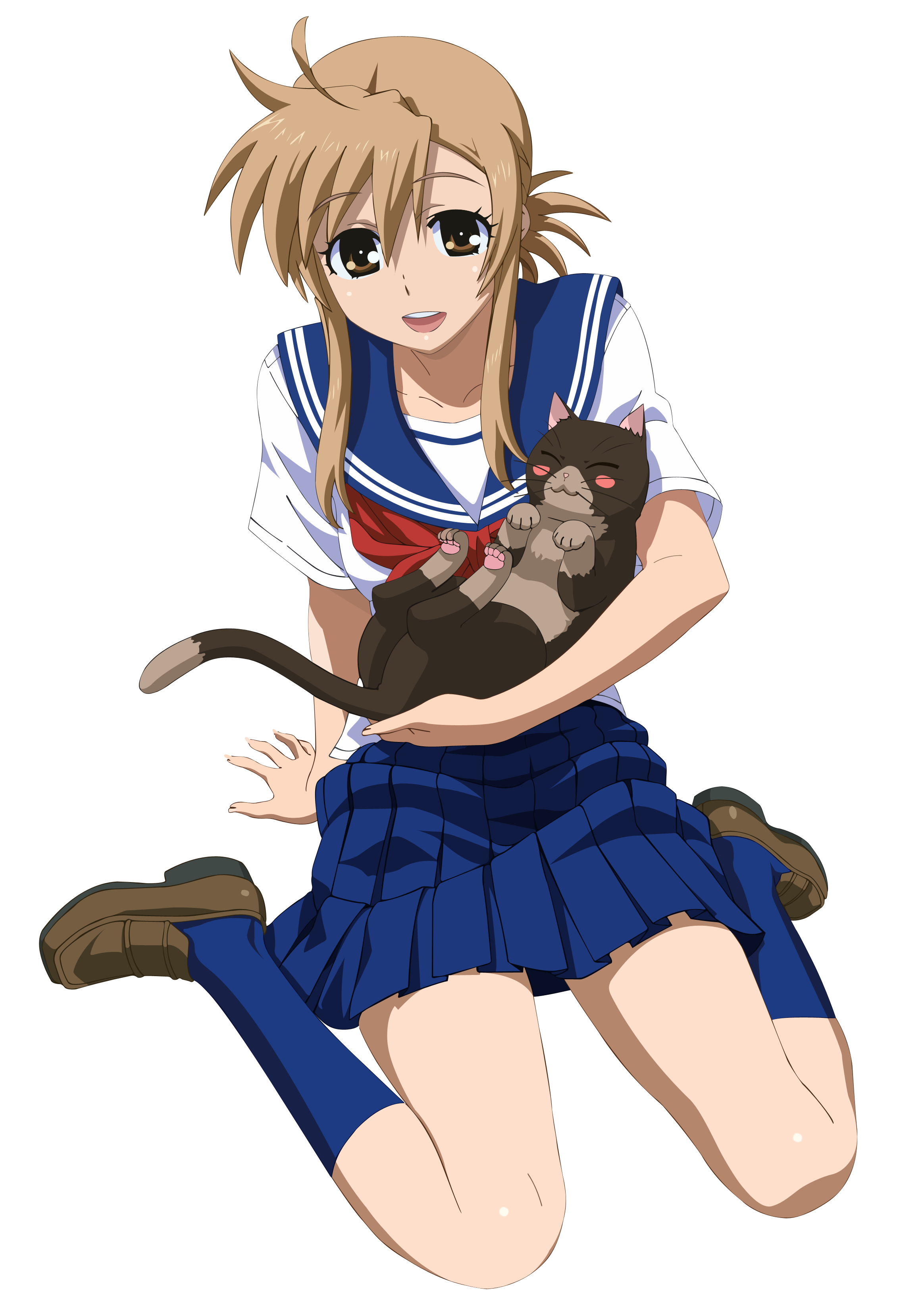 девушка с кошкой mizuno_kaede из Nyan Koi! векторное изображение
