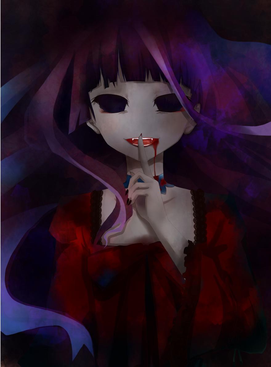 девочка с зубами вампира kirishiki sunako из аниме shiki