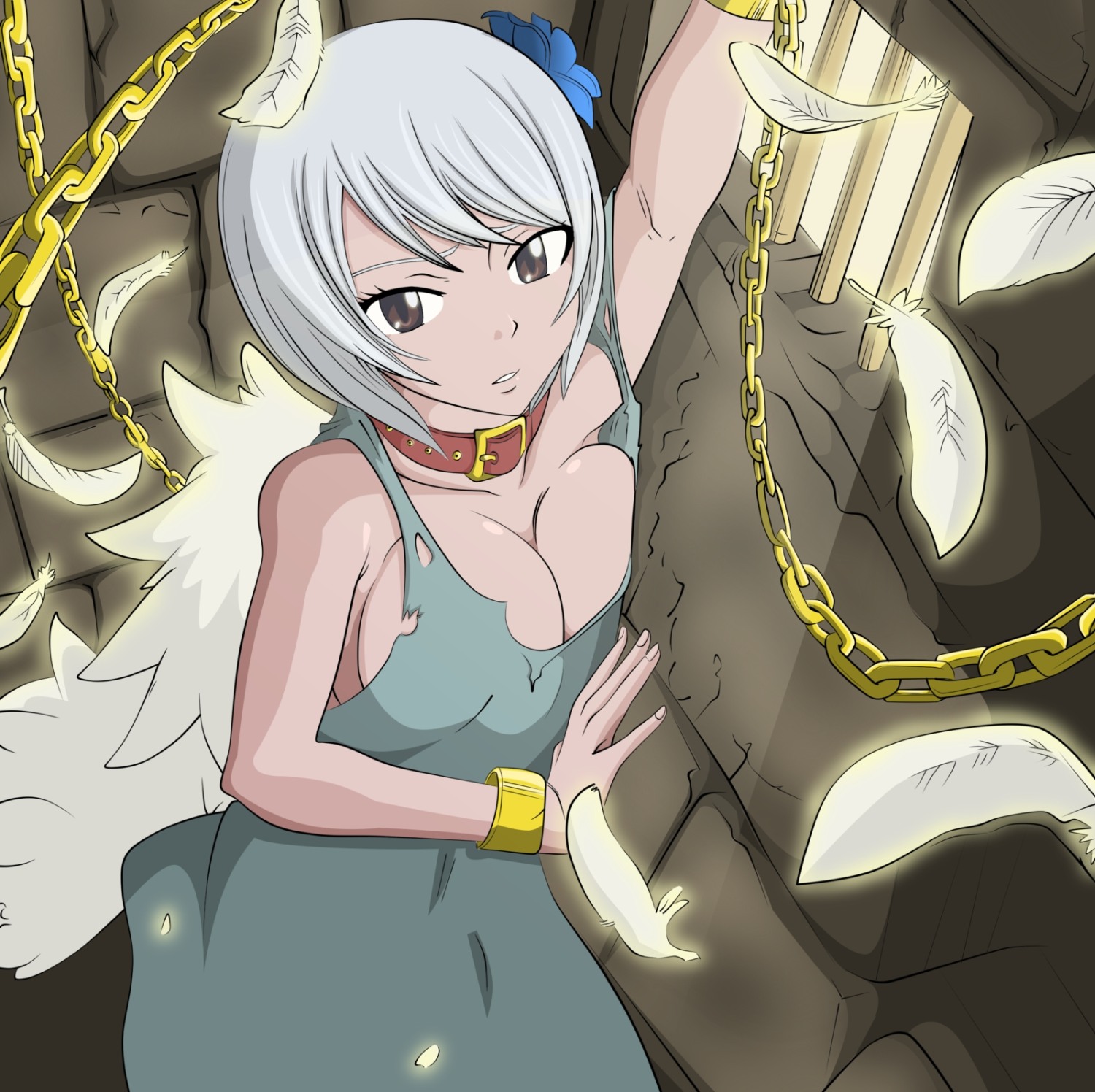 девушка с цепями в темнице из аниме сказка о хвосте феи Юкино Агрия aguria yukino