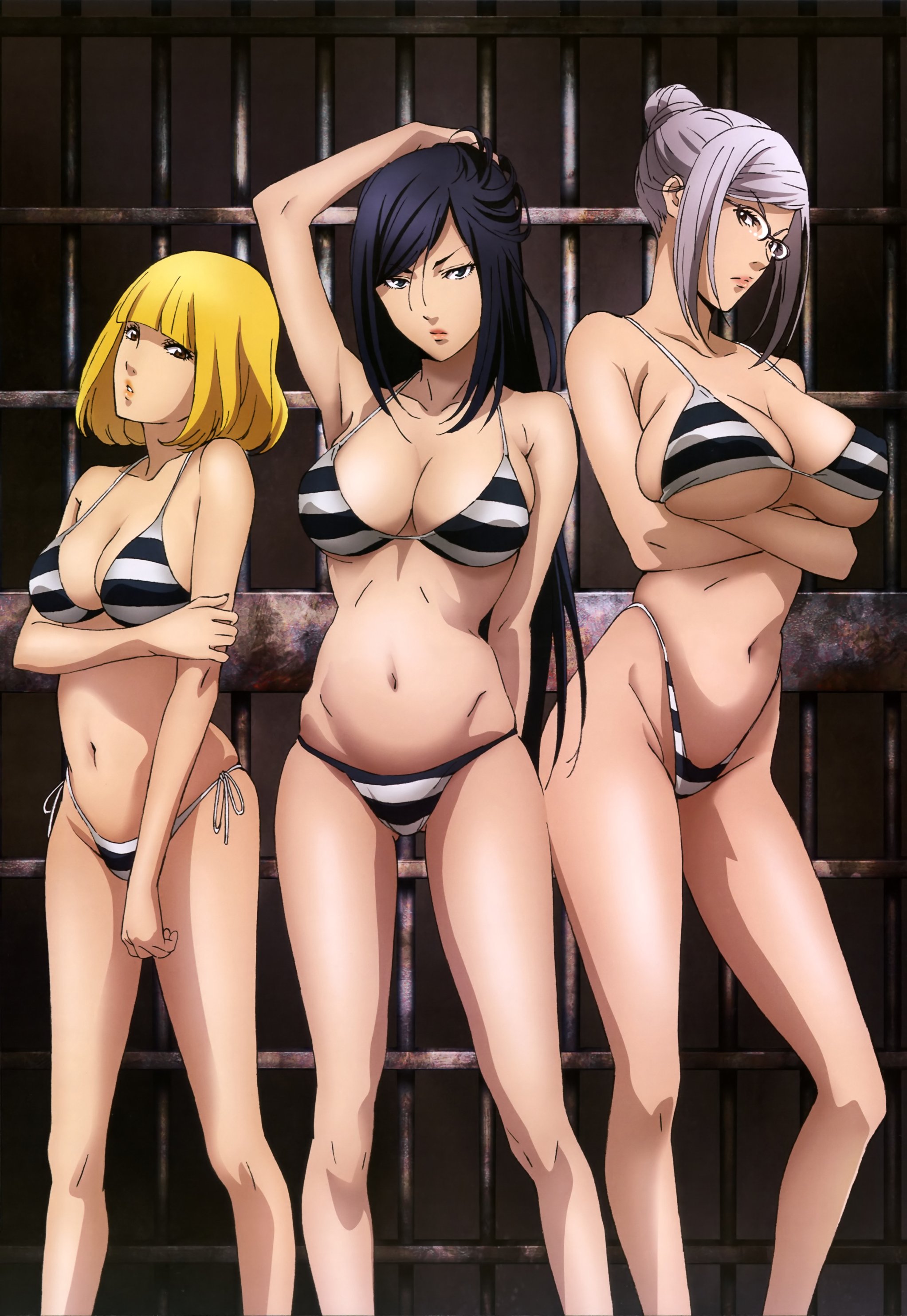 Три девушки в бикини из аниме Школа тюрьма / Prison School